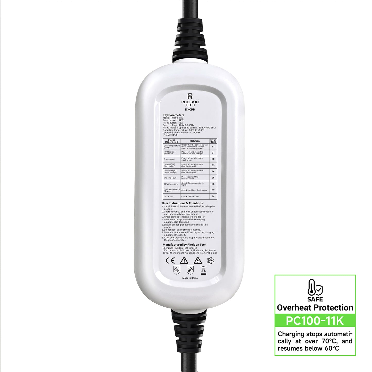 Rheidon 11 kW Portable EV Charger