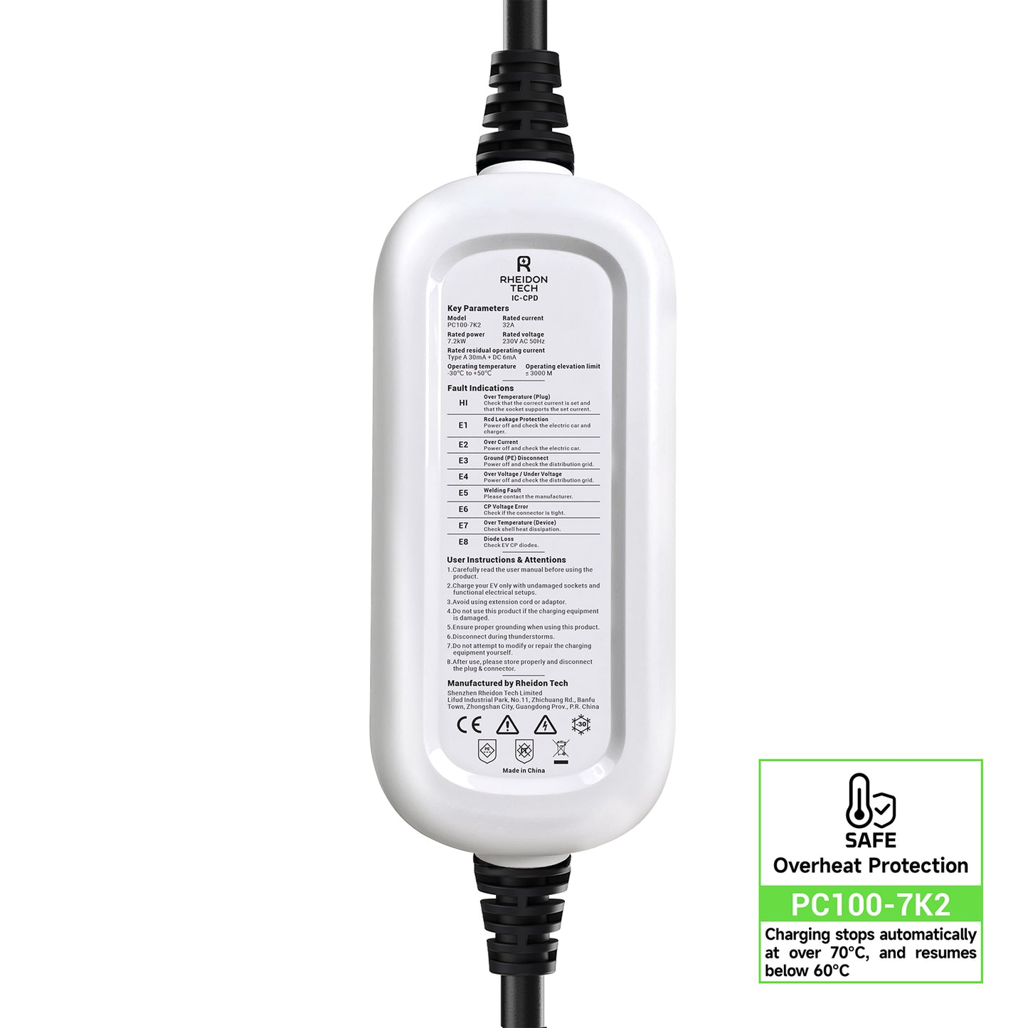 Rheidon 7.2 kW Portable EV Charger